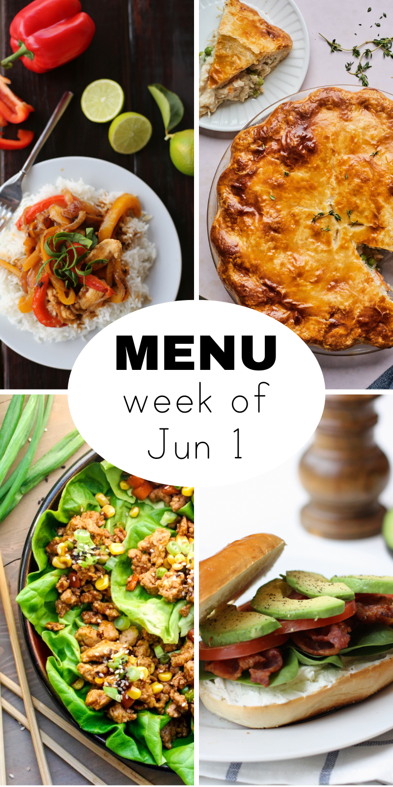 WEEKLY dinner menu to start June (+ snacks)