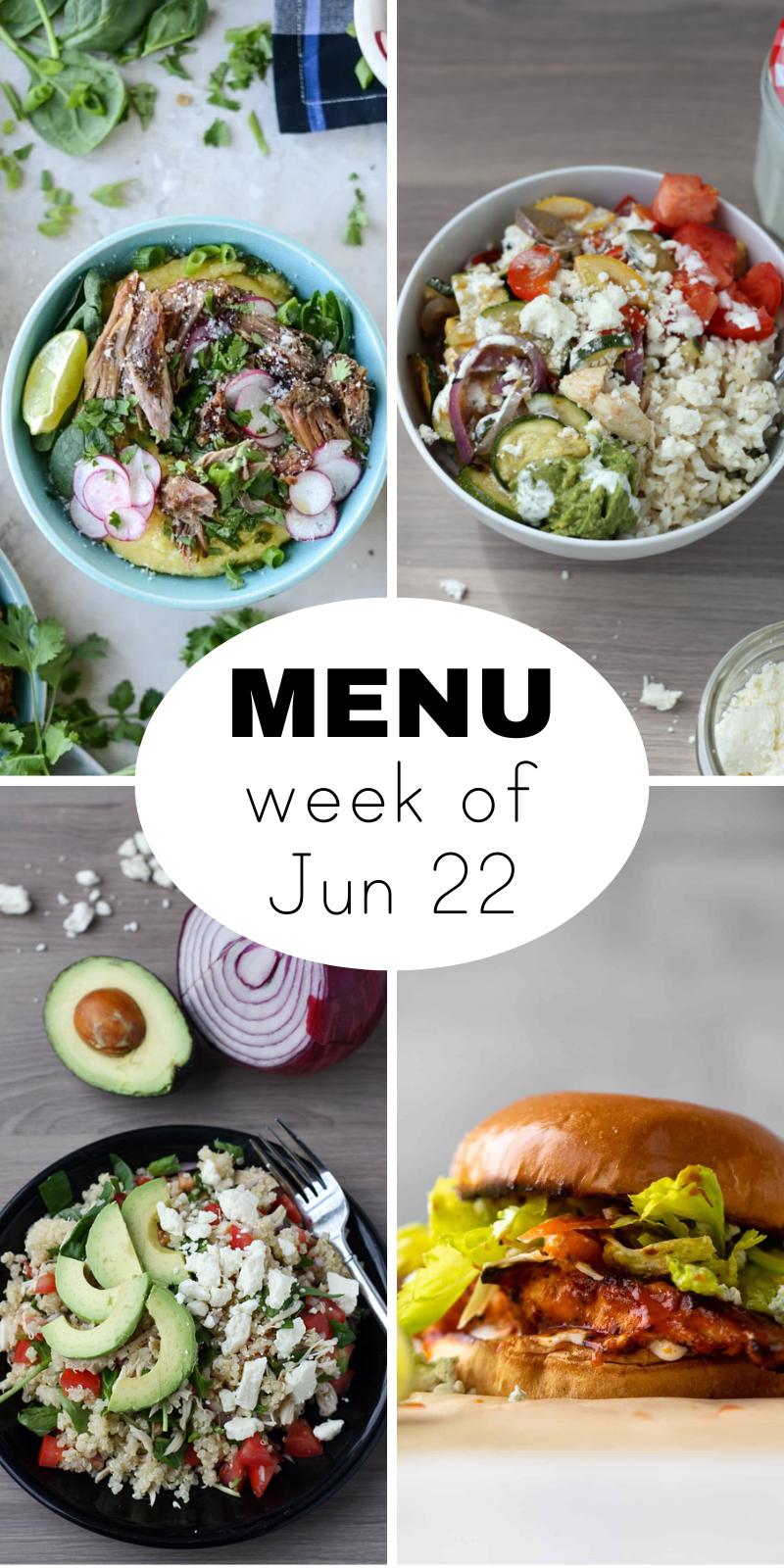 Weekly dinner menu for June
