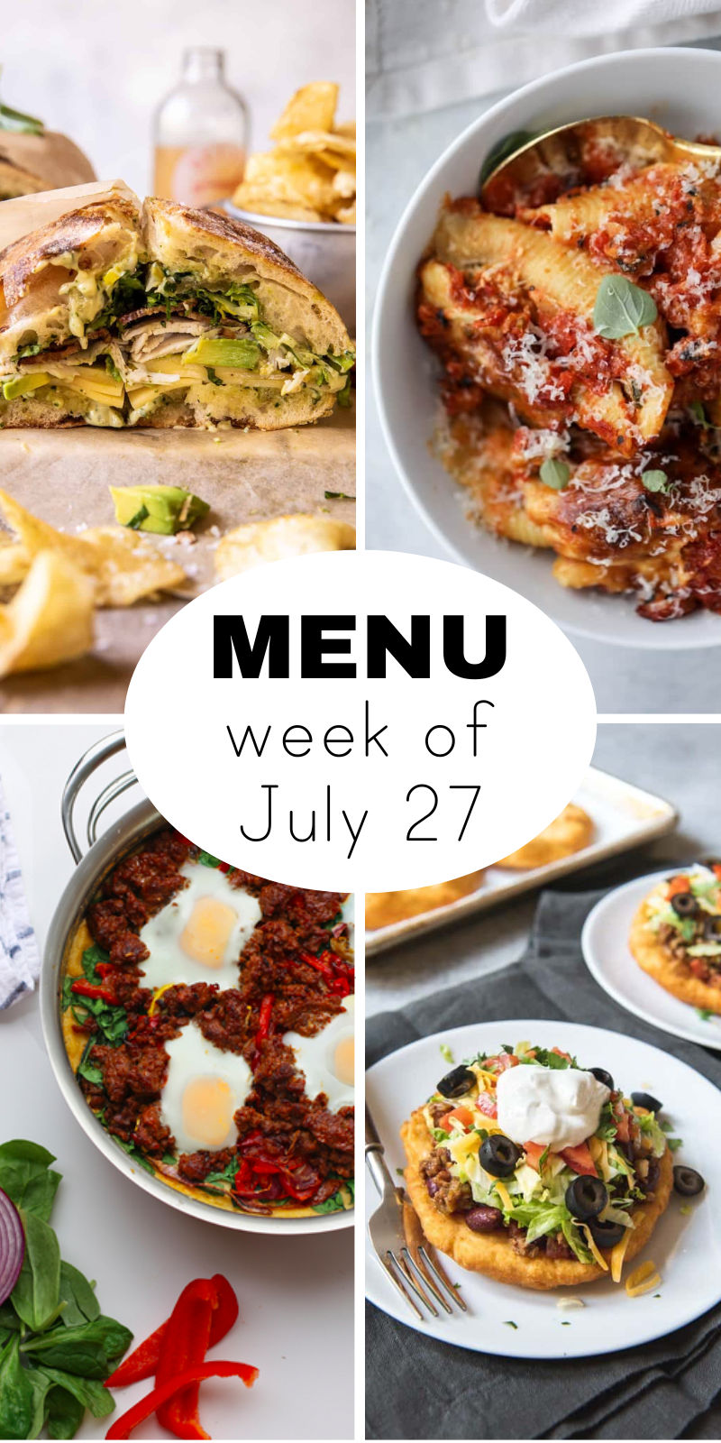 WEEKLY dinner menu for the end of July (+ snacks)