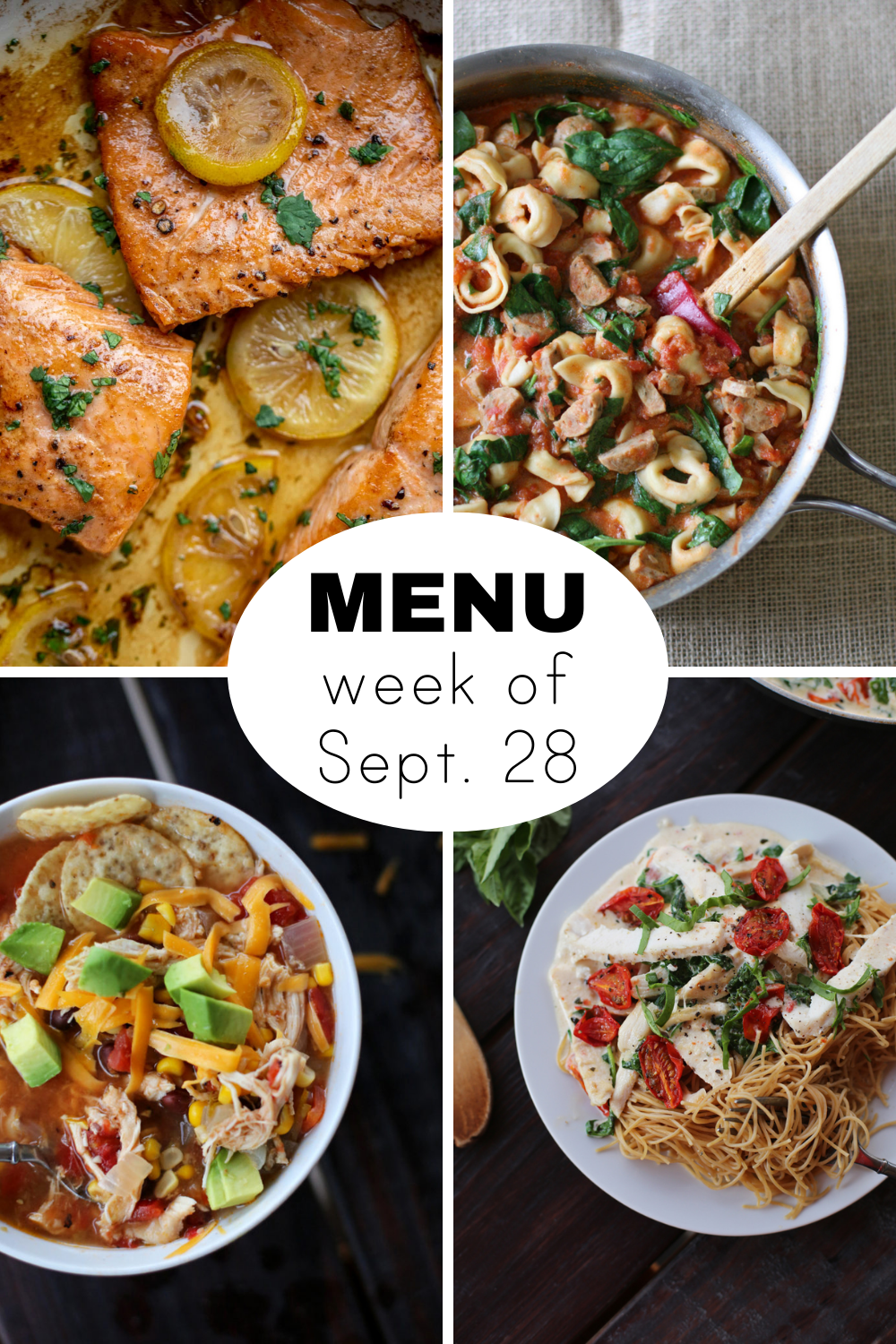 Weekly dinner menu for the last week of September (+ snacks)