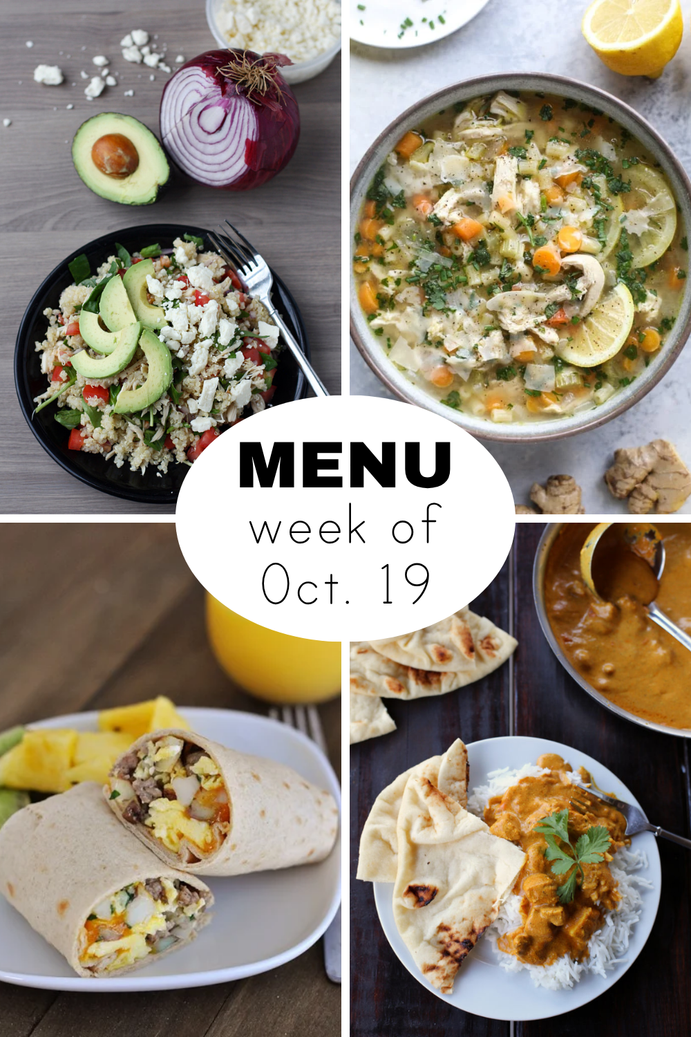 Weekly Dinner Menu Towards the End of October