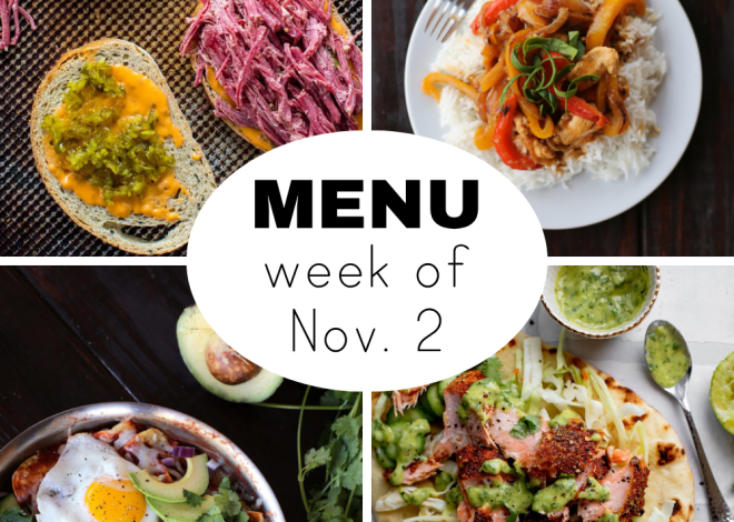 Weekly Dinner Menu for the First Week of November (+ snacks)