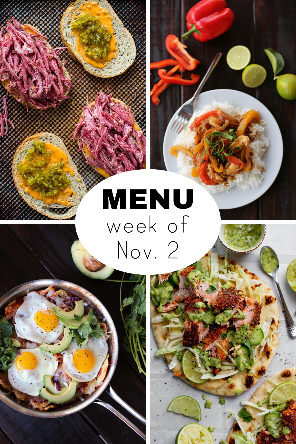 Weekly Dinner Menu for the First Week of November (+ snacks)